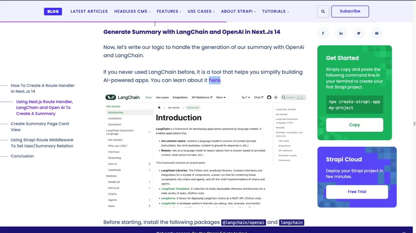 使用Strapi和OpenAI的LangChain构建YouTube摘要应用