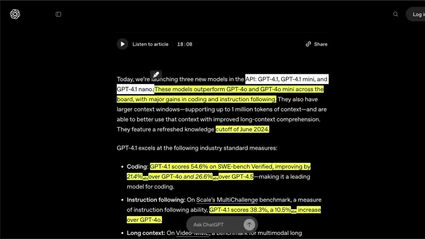 OpenAI GPT 4.1 API全面解析:性能提升与行业影响