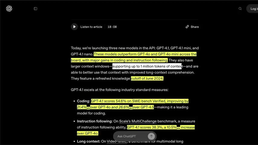 OpenAI GPT 4.1 API全面解析:性能提升与行业影响