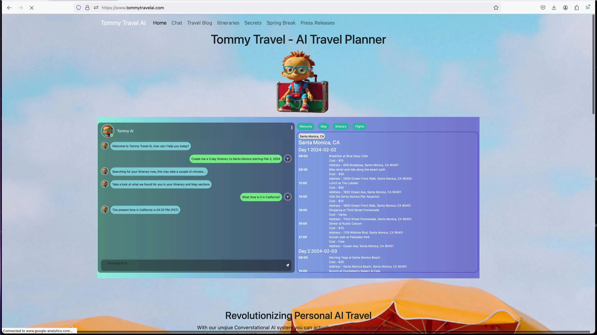 Tommy Travel AI:革新个人旅行规划,实时AI旅行助手