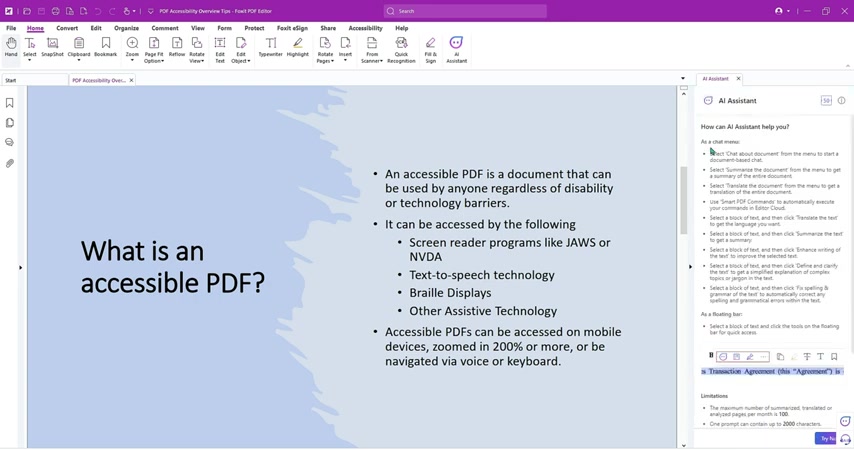 Foxit PDF Editor AI助手测评:提升文档处理效率