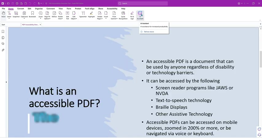 Foxit PDF Editor AI助手测评:提升文档处理效率